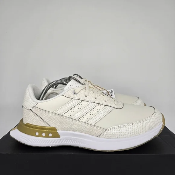 New adidas S2G 24 Leather Spikeless Golf Off White Gold Women's Shoes Size 8.5